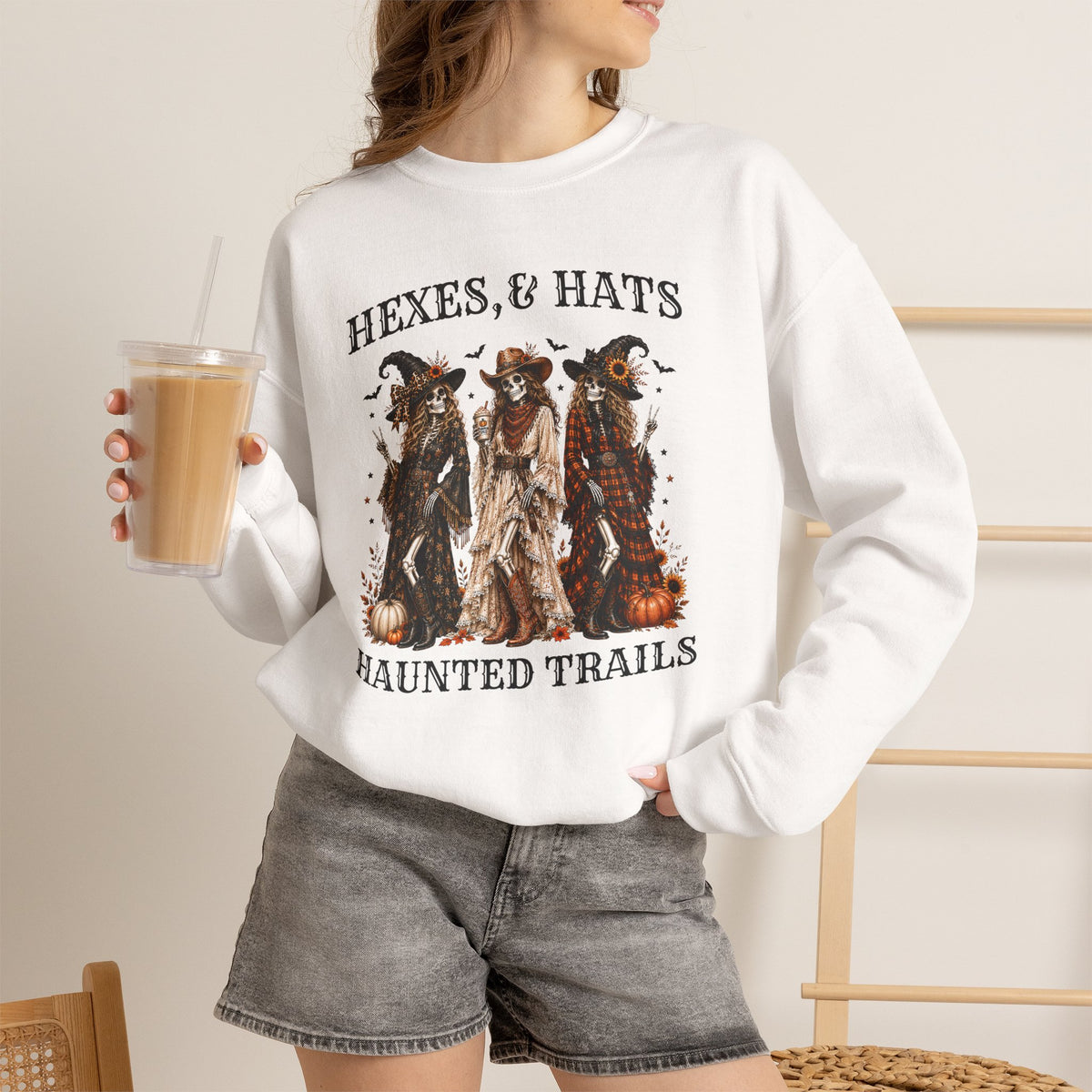 Hexes & Hats Haunted Trails Sweatshirt, Western Halloween Crewneck, Cowgirl Witch Sweater, Spooky Cowgirl Fall Shirt, Rodeo Halloween Gift