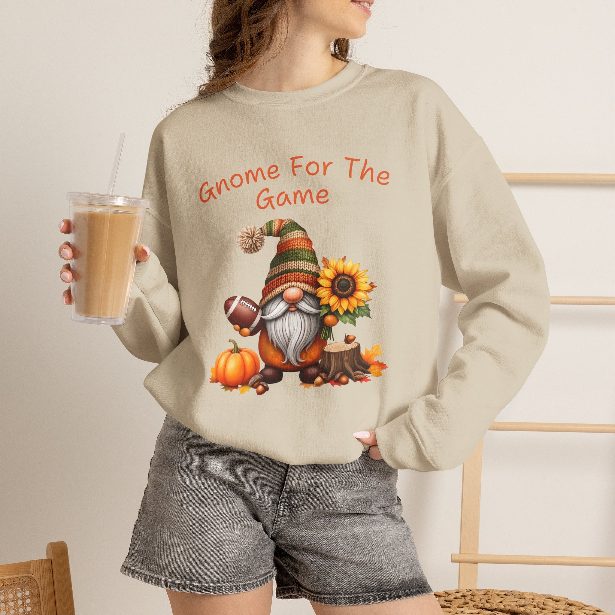 Gnome For The Game Sweatshirt, Football Gnome Fall Crewneck, Autumn Pumpkin Sunflower Shirt, Game Day Sweater, Fall Football Season Gift