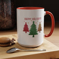 Happy Holidays Christmas Trees Mug | Accent Coffee Mug 11oz 15oz, Gift, Work Mug, Holiday Gathering