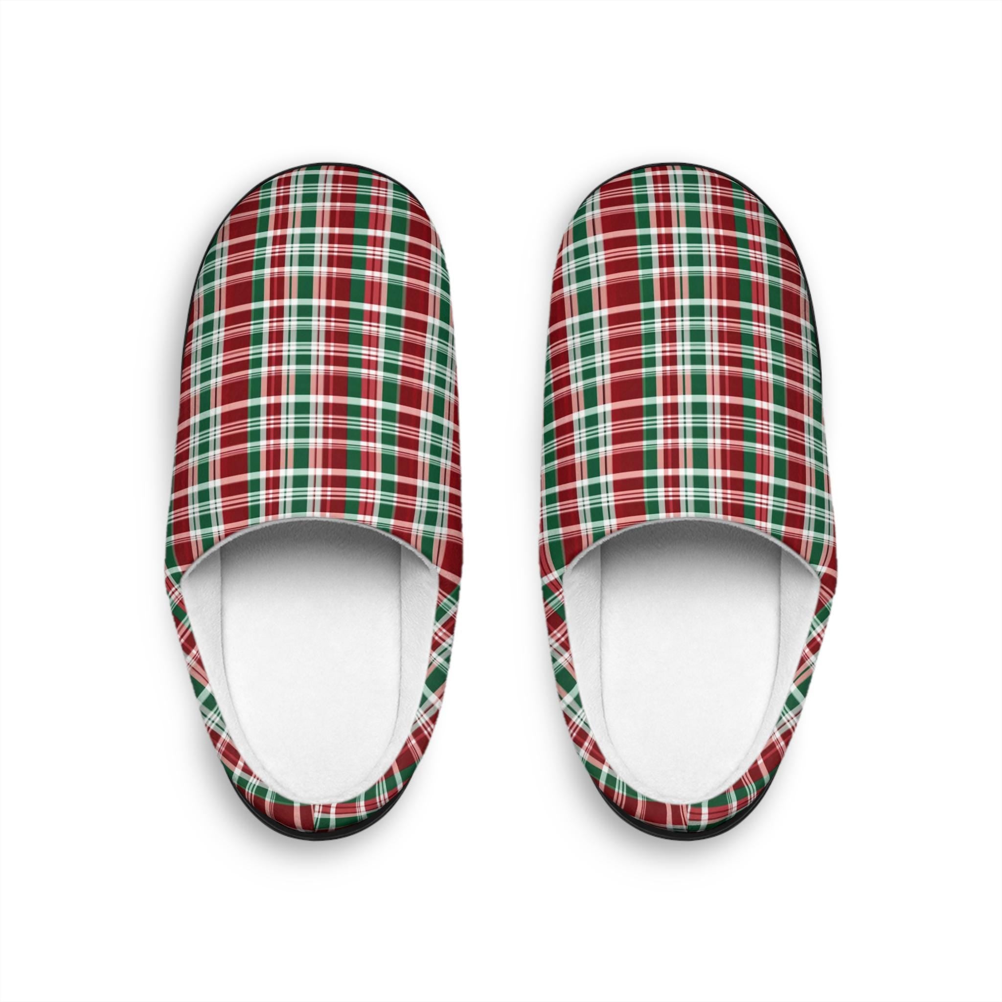 Women's Flannel Plaid Slippers, Soft Indoor Shoes