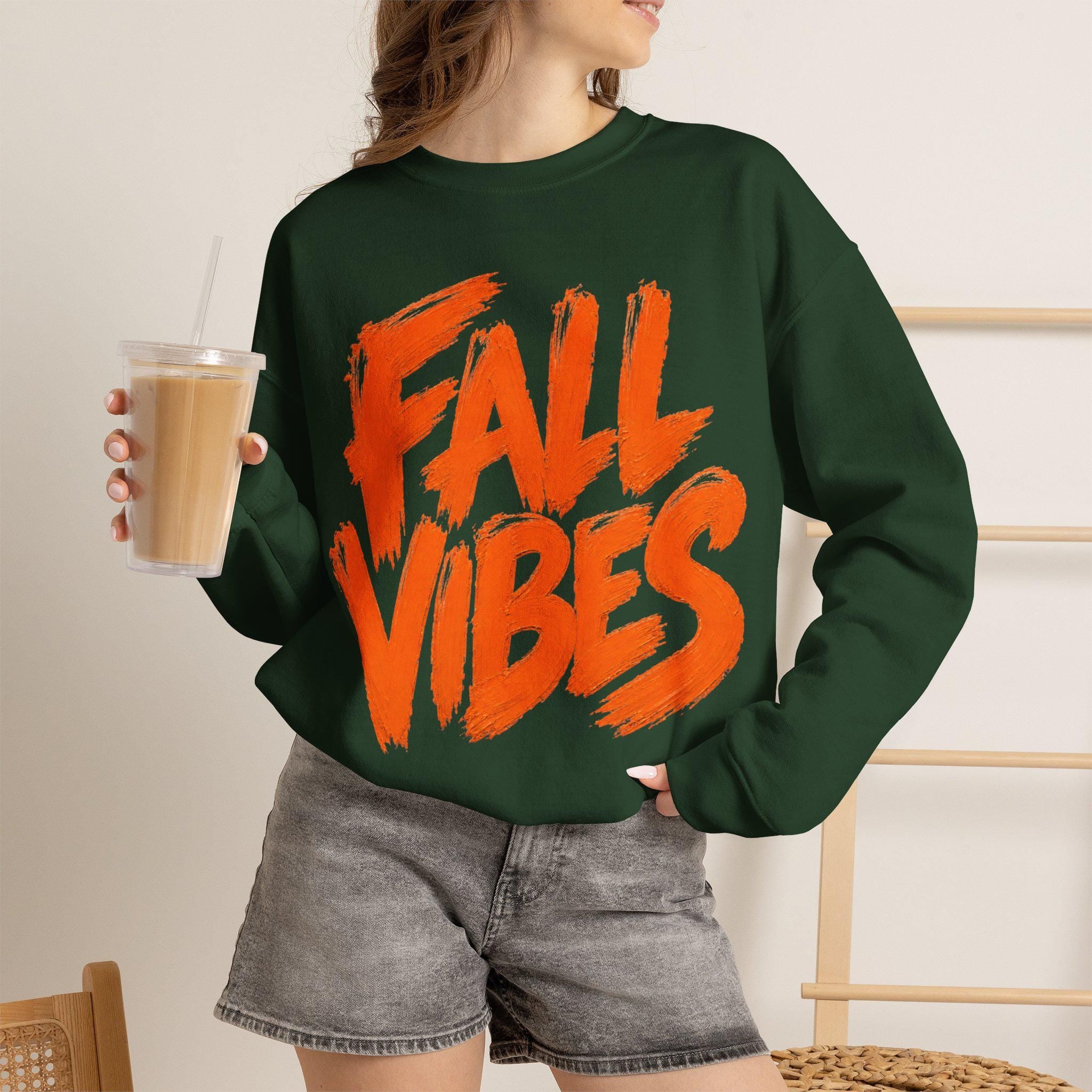Fall Vibes Sweatshirt, Cute Fall Crewneck Women, Autumn Sweatshirt, Fall Graphic Sweatshirt, Cozy Fall Sweatshirt, Fall Gift for Her,