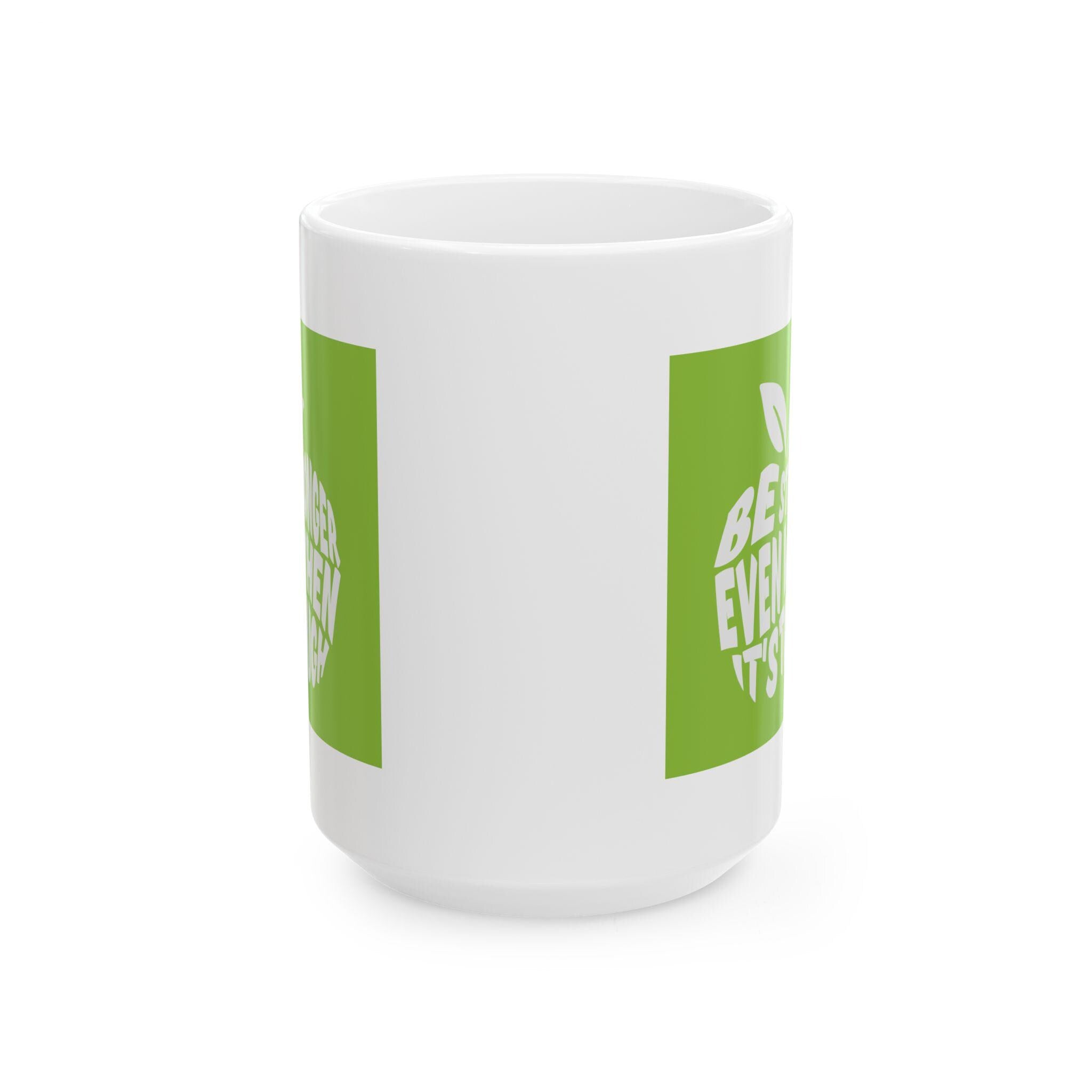 Motivational Coffee Mug: Bright Green Design, Encouraging Quote