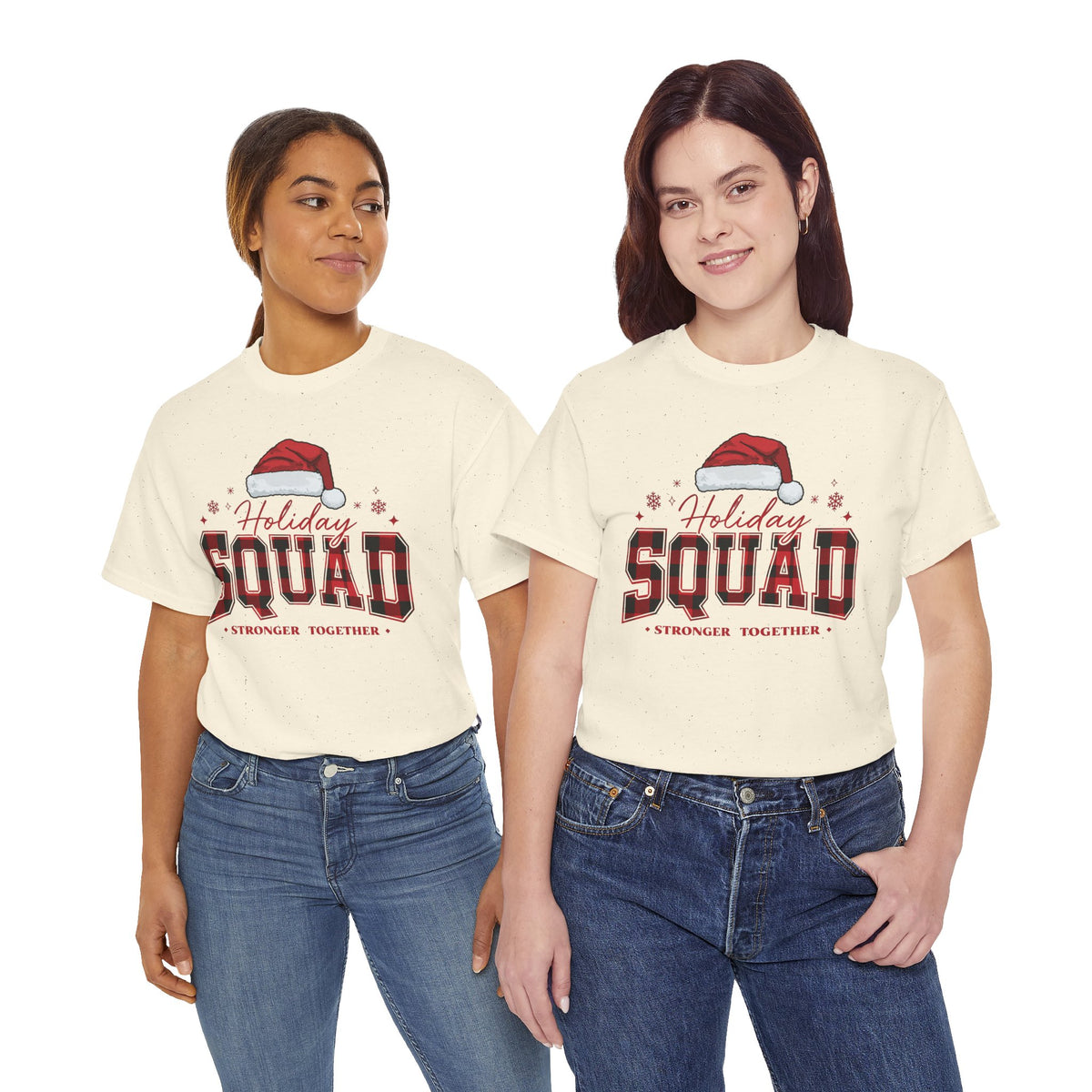 Holiday Squad Christmas Shirt | Stronger Together Tee | Santa Hat Varsity Design | Matching Family Xmas T-Shirt | Group Holiday Gift