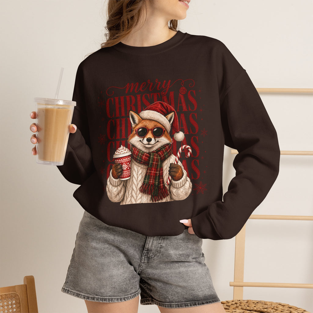 Christmas Fox Sweatshirt, Cute Fox Santa Hat Shirt, Merry Christmas Sweater, Woodland Animal Christmas Shirt, Cozy Cocoa Winter Sweatshirt