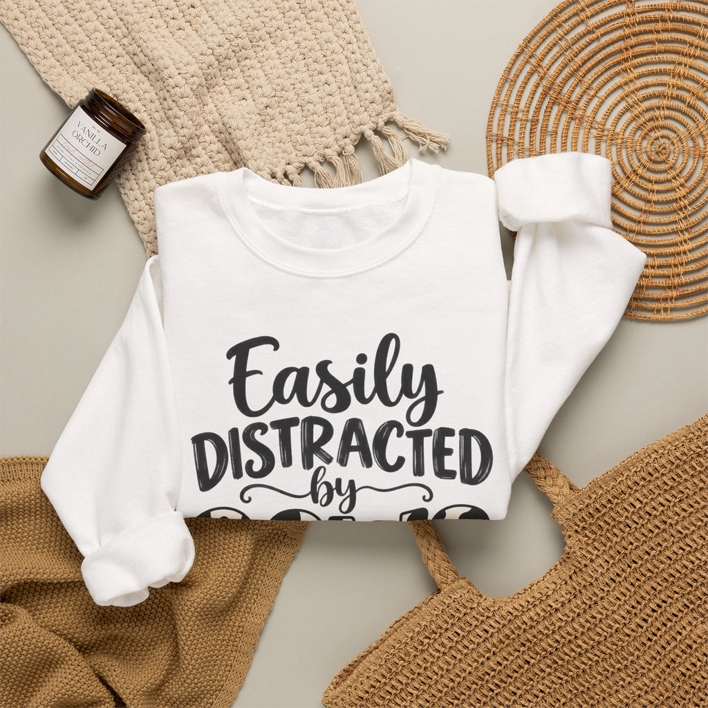 Easily Distracted By Cows Sweatshirt, Cow Print Crewneck, Funny Farm Shirt, Cow Lover Gift, Farm Life Sweater, Country Girl Pullover