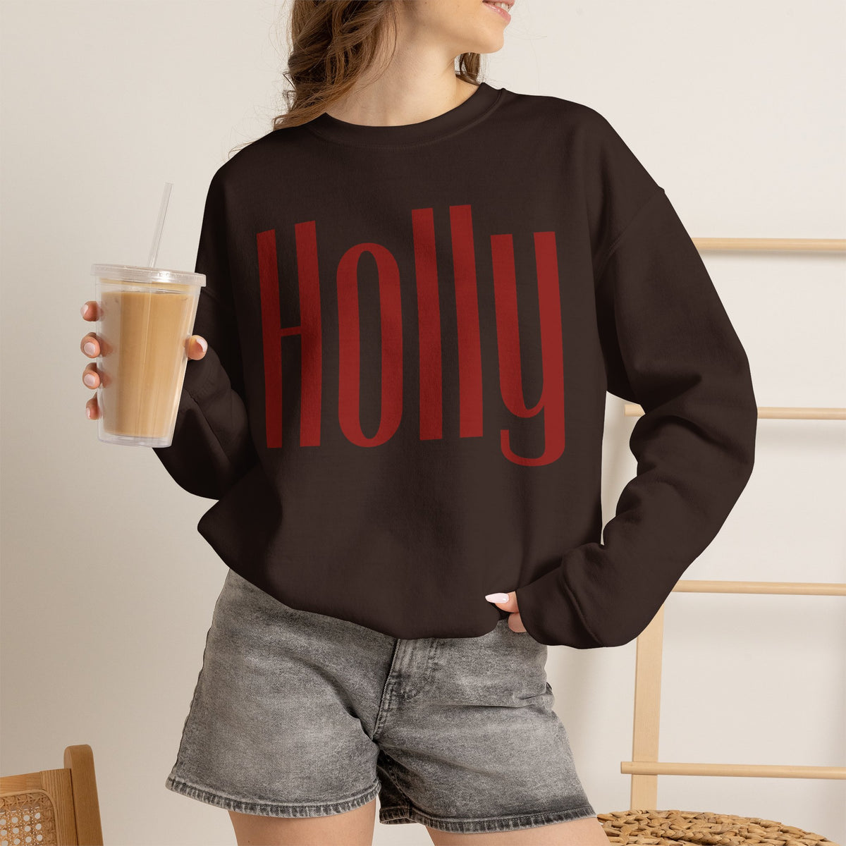 Holly Christmas Sweatshirt, Red Holly Crewneck, Retro Holiday Sweater, Women Christmas Shirt, Cozy Winter Pullover, Xmas Gift for Her