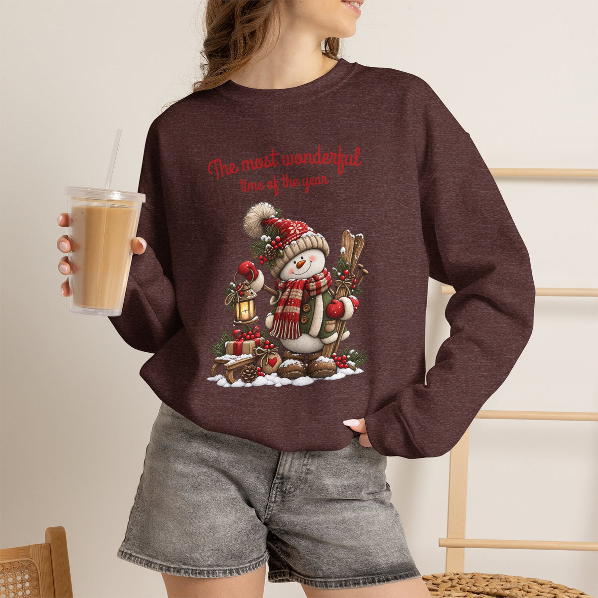 Most Wonderful Time of the Year Sweatshirt, Snowman Christmas Shirt, Vintage Holiday Crewneck, Cute Winter Snowman Tee, Christmas Gift Shirt