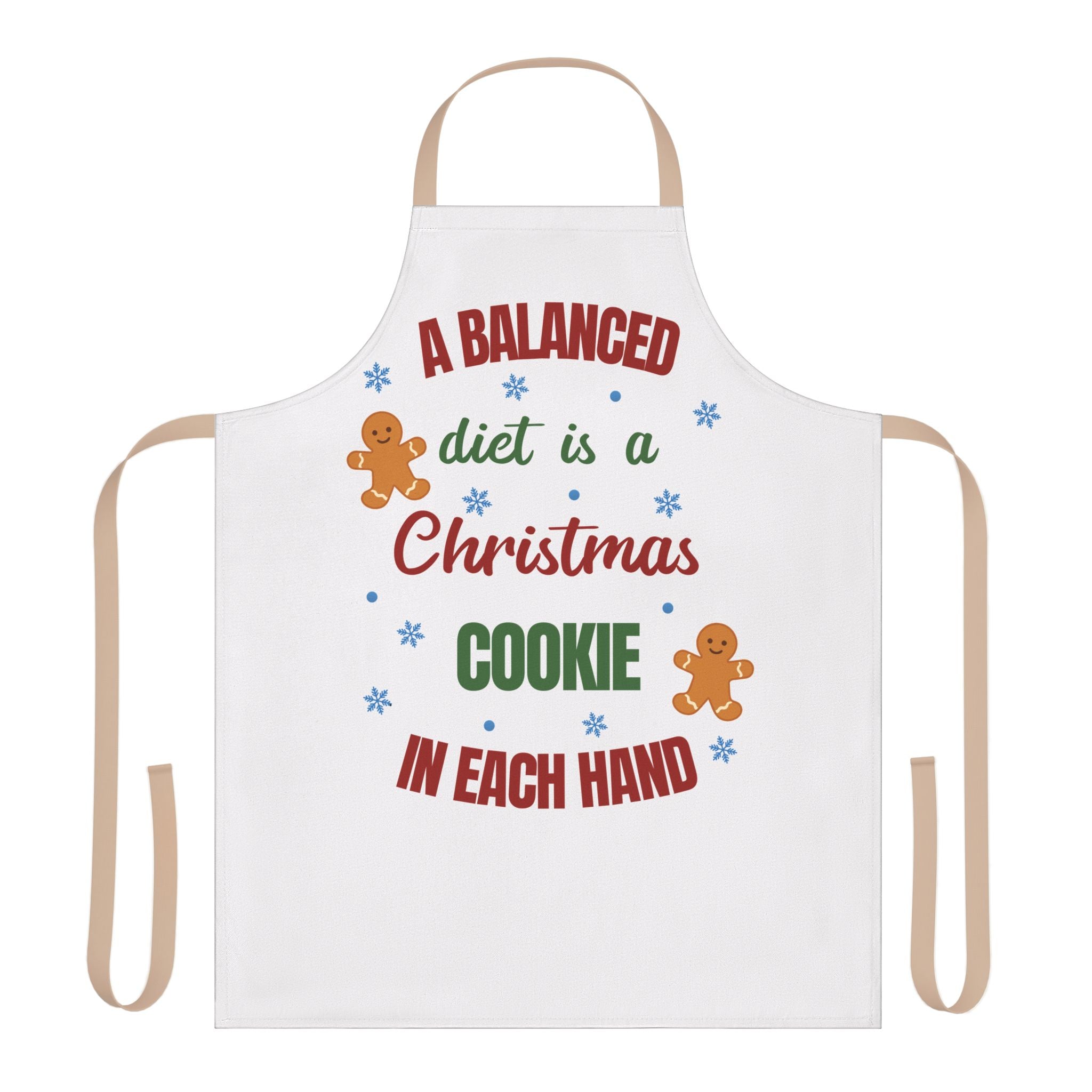 Funny Christmas Apron A Balanced Diet is a Cookie in Each Hand Gingerbread Kitchen Apron Holiday Baking Gift for Dad, Mom Cook, Men or Women