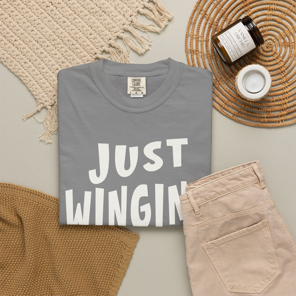 Just Winging It Shirt, Funny Graphic Tee, Oversized Fit T-Shirt, Sarcastic Quote Tee, Beach Vacation Shirt, Gift for Her, Mom Shirt
