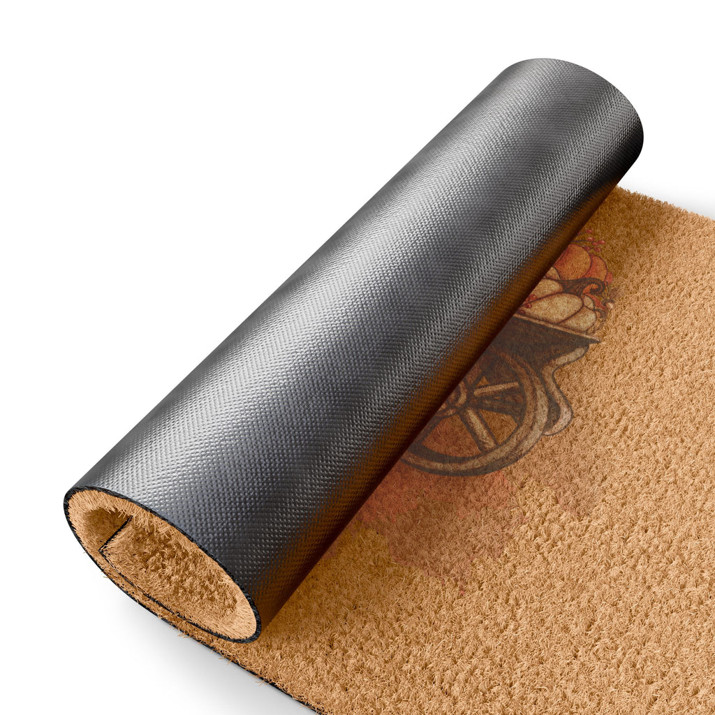 Hello Autumn Wheelbarrow Doormat — Fall Pumpkin Welcome Mat