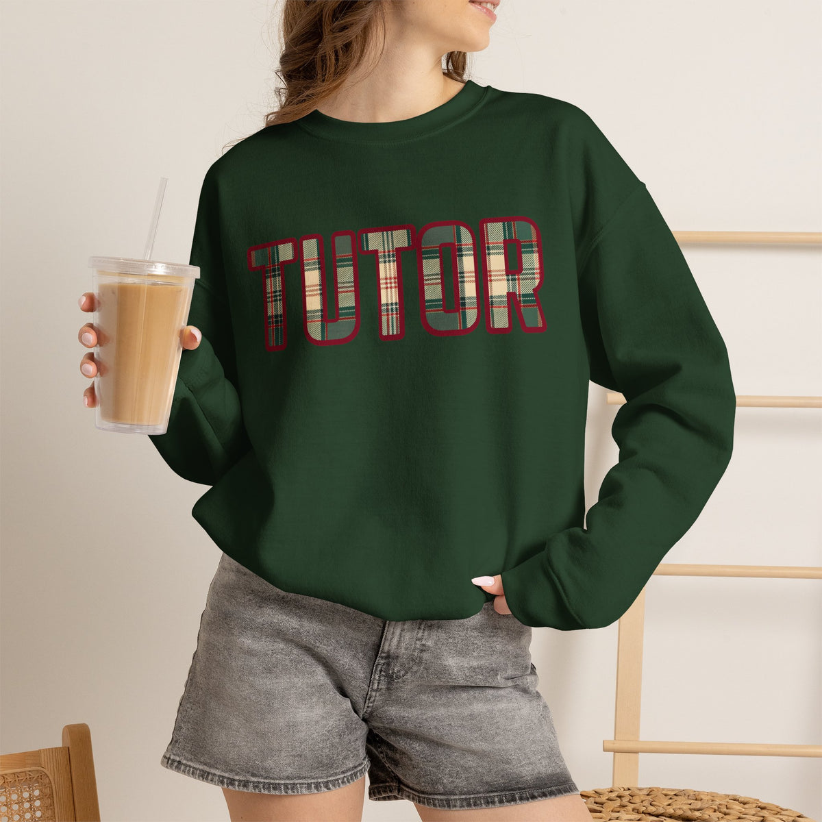 Tutor Plaid Sweatshirt, Teacher Appreciation Gift, Tutoring Crewneck, Teacher Sweater, Gift for Tutor, Plaid Font Sweatshirt" Plaid TrendTop