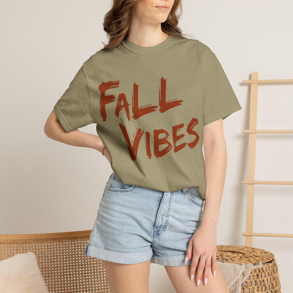 Fall Vibes T-Shirt Women Autumn Tee Brush Stroke Letters Pumpkin Season Fall Graphic Shirt Oversized Fall Top Gift Her, Casual Fall T-Shirt