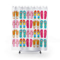 Colorful Flip Flops Pattern Shower Curtain | Beach Summer Bath Decor, Beach Vacation House Bathroom Deco, Lake House Deco, New House Gift