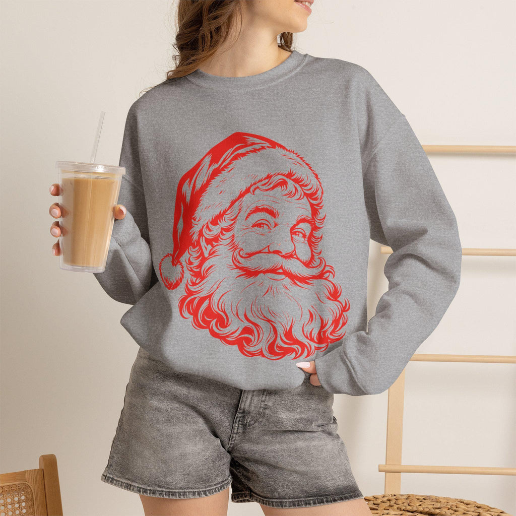 Vintage Santa Claus Sweatshirt, Retro Santa Face Crewneck, Classic Christmas,Santa Head Graphic Sweatshirt, Cute Christmas Crewneck