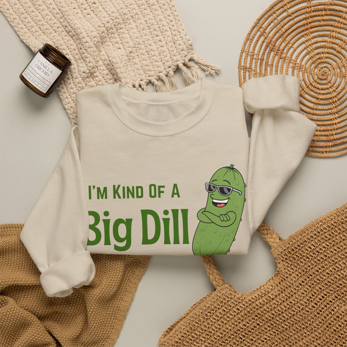 I'm Kind Of A Big Dill Sweatshirt, Funny Pickle Pun Crewneck, Sarcastic Foodie Gift, Cute Pickle Lover Shirt, Sand Unisex Sweatshirt Gift