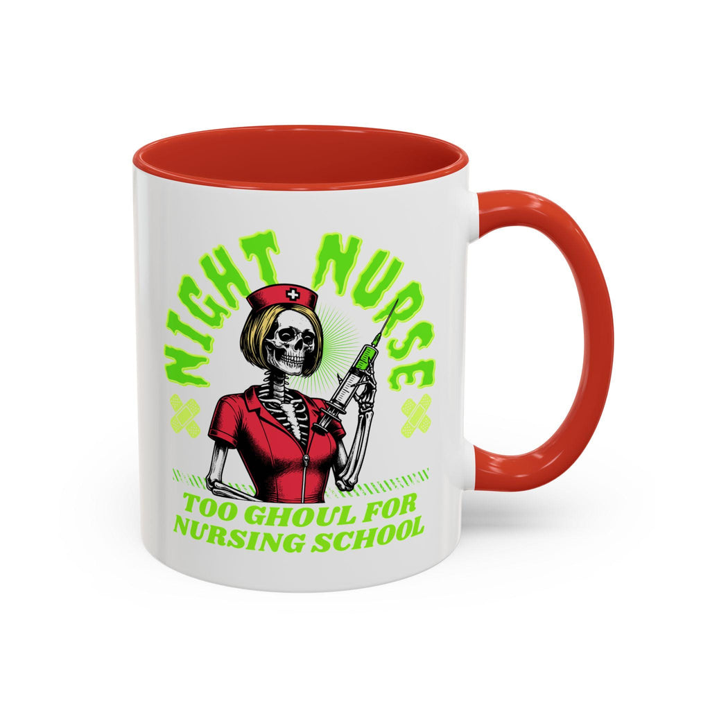 Night Nurse Skull Nurse Mug | Too Ghoul For Nursing School Accent Coffee Mug, Funny Medical Mug, Nurse Graphic Spooky Horror Mug, Gift Mug