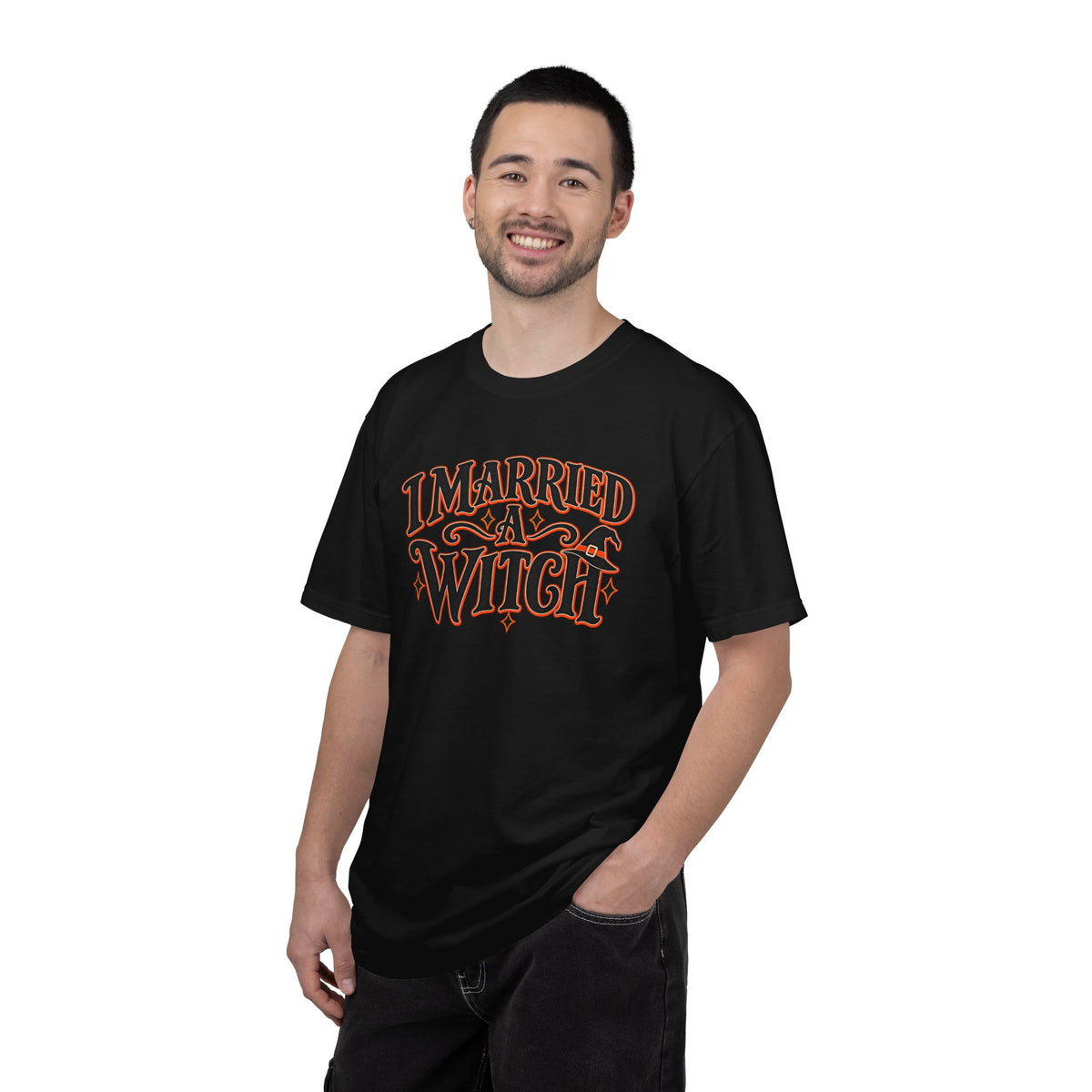I Married A Witch Shirt, Funny Halloween Shirt, Witch Husband Shirt, Halloween Couple Shirt, Spooky Season Tee, Witchy Wife Gift for Him