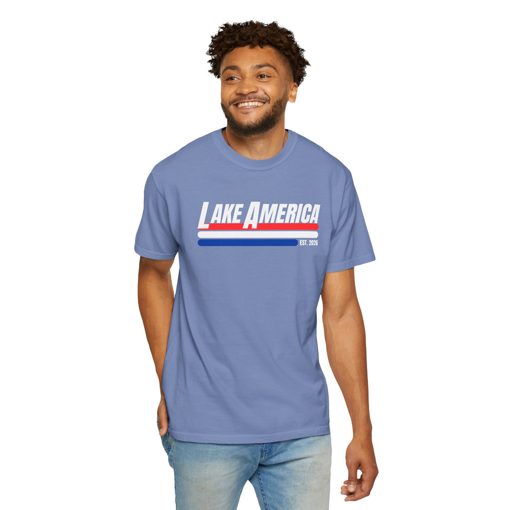 Lake America Shirt, Patriotic Lake Life Tee, 4th of July Shirt, American Flag Lake Shirt, Summer Lake Tee, Boating Shirt, Unisex T-Shirt