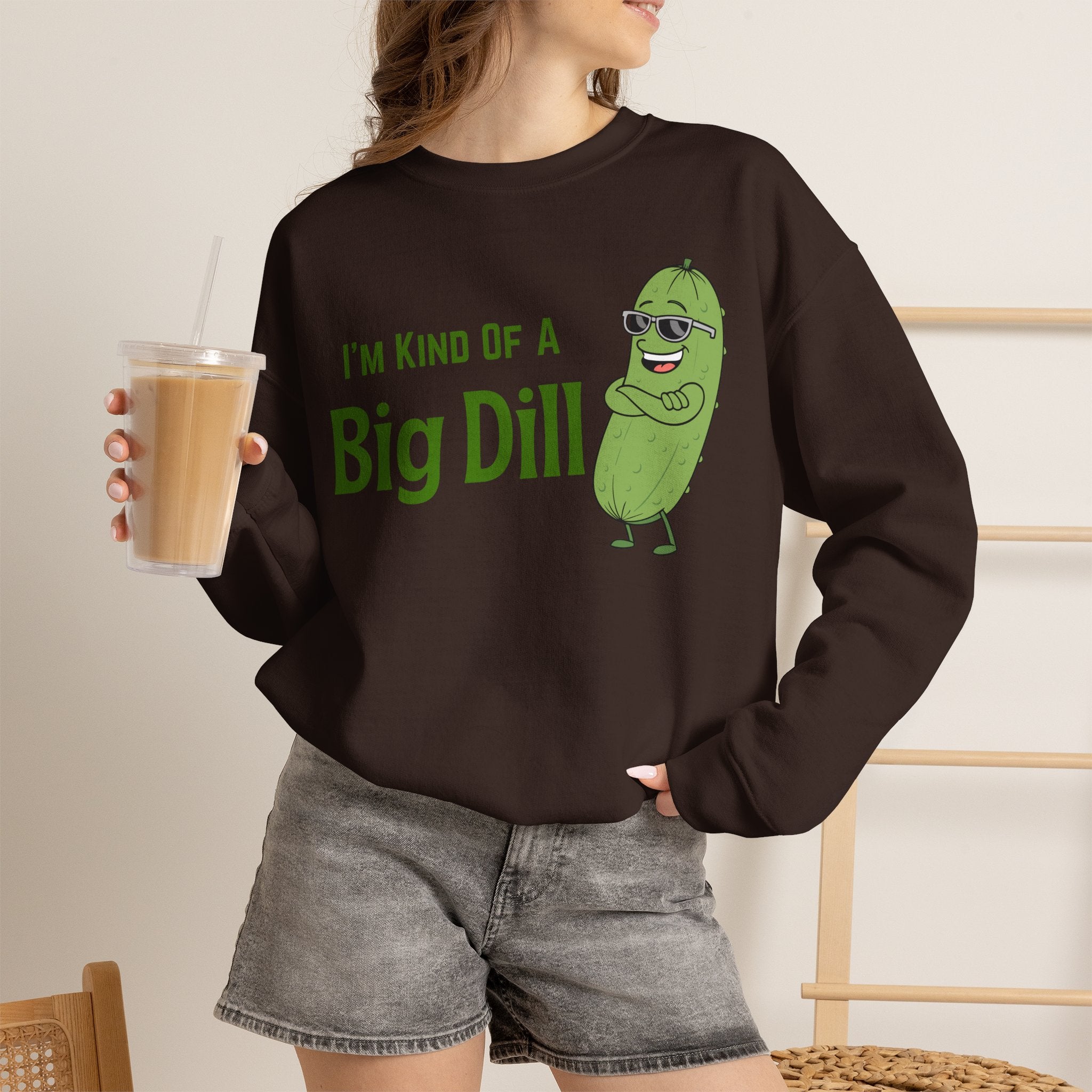 I'm Kind Of A Big Dill Sweatshirt, Funny Pickle Pun Crewneck, Sarcastic Foodie Gift, Cute Pickle Lover Shirt, Sand Unisex Sweatshirt Gift