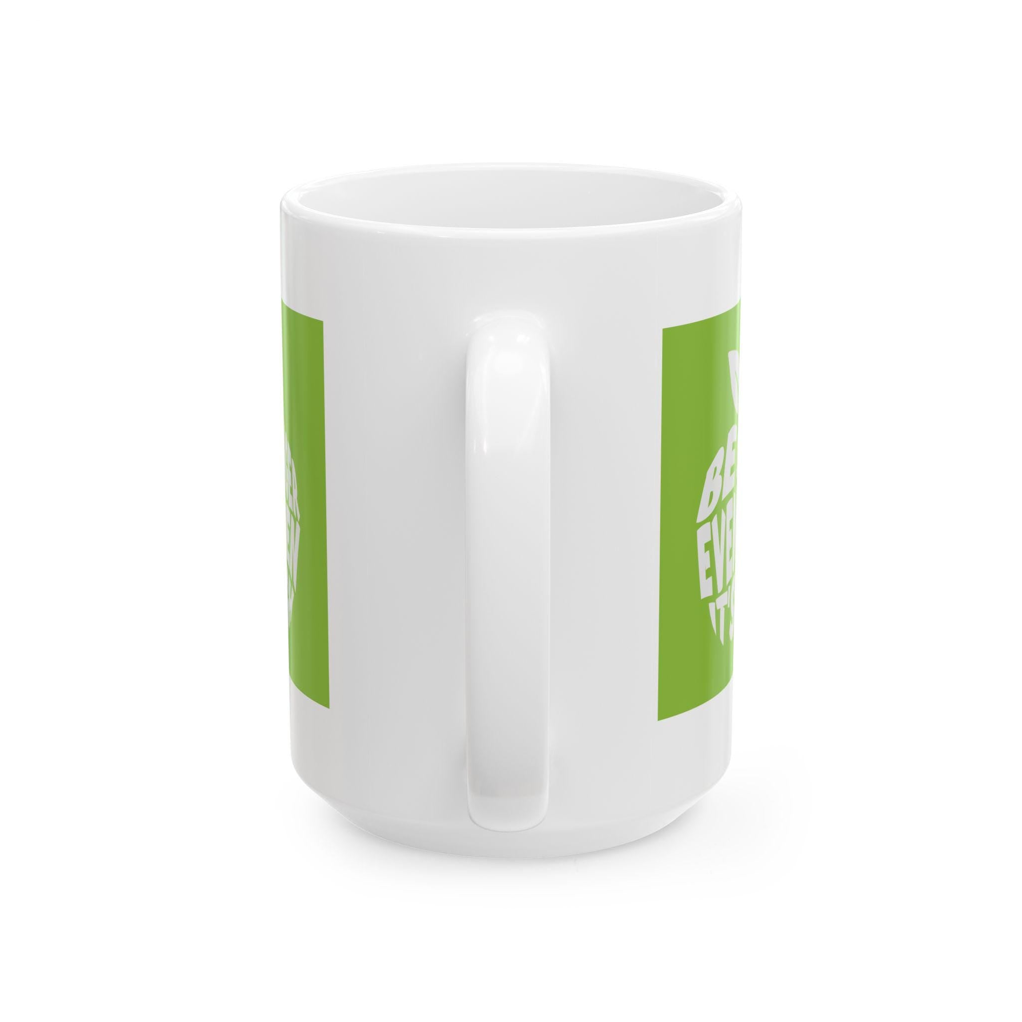 Motivational Coffee Mug: Bright Green Design, Encouraging Quote