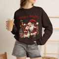 Merry & Bright Sweatshirt, Santa Snowman Christmas Shirt, Vintage Holiday Crewneck, Festive Christmas Tee, Xmas Gift Sweatshirt for Her