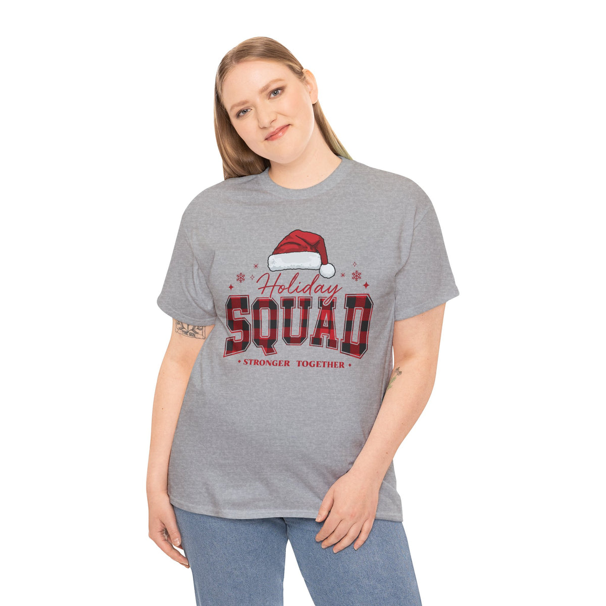 Holiday Squad Christmas Shirt | Stronger Together Tee | Santa Hat Varsity Design | Matching Family Xmas T-Shirt | Group Holiday Gift