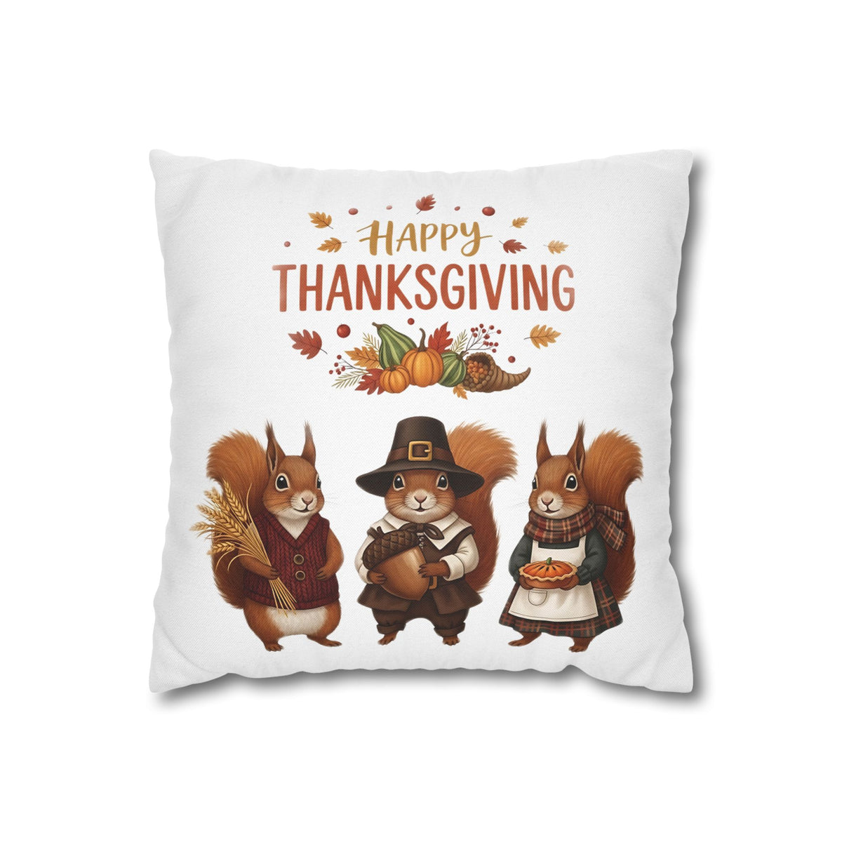 Thanksgiving Squirrel Pillowcase, Fall Decor, Thanksgiving Home Accents, Seasonal Pillow Cover, Cozy Autumn Gift