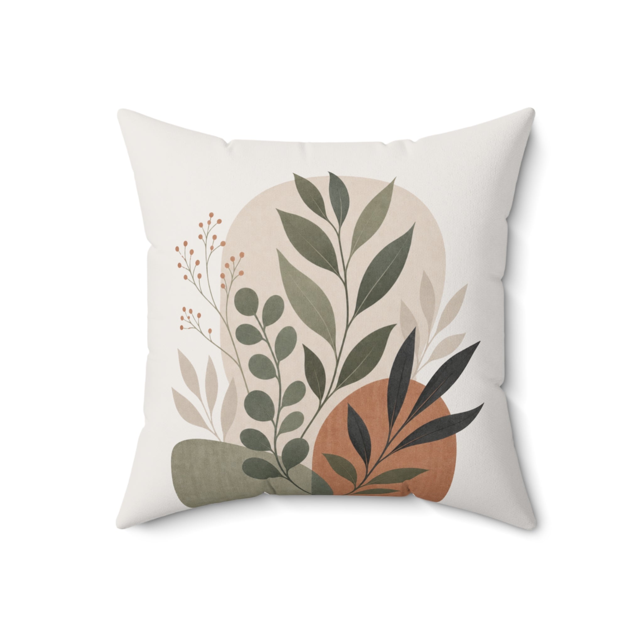 Boho Botanical Throw Pillow Cover, Sage Green Terracotta Floral Leaf Pillow Case, Mid Century Modern Plant Decor, Cottagecore Sofa Cushion