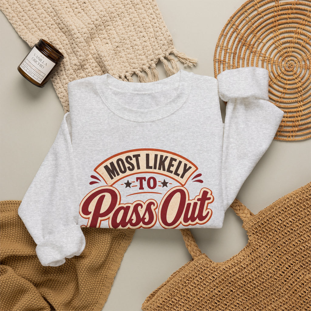 Most Likely To Pass Out After Pie Sweatshirt, Funny Thanksgiving Shirt, Family Matching Turkey Day Sweater, Thankful Pumpkin Pie Sweatshirt