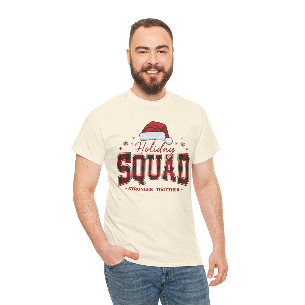 Holiday Squad Christmas Shirt | Stronger Together Tee | Santa Hat Varsity Design | Matching Family Xmas T-Shirt | Group Holiday Gift