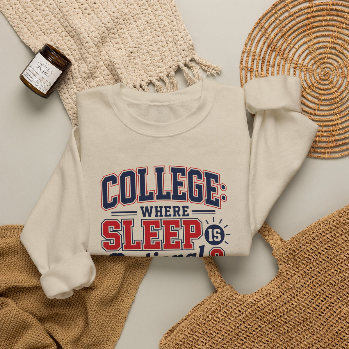 College Where Sleep Is Optional Grades Are Not Guaranteed Sweatshirt Funny College Student Dorm Gift Freshman Graduation Present
