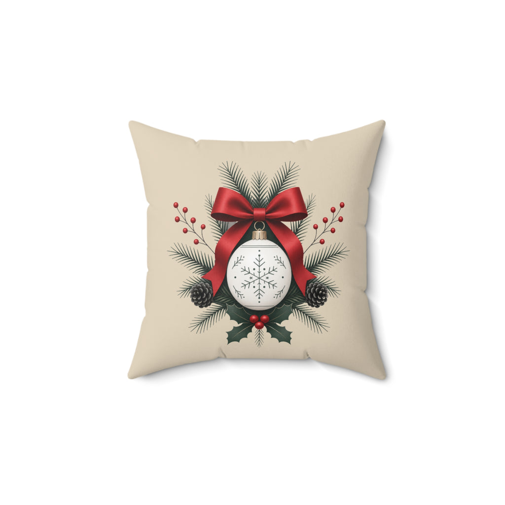 Christmas Ornament Wreath Pillow | Square Throw Pillow, Holiday Decor