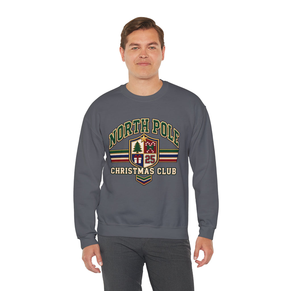 North Pole Christmas Club Sweatshirt, Retro Varsity Christmas Sweatshirt, Vintage Christmas Crewneck, Family Christmas Shirt, Xmas Gift