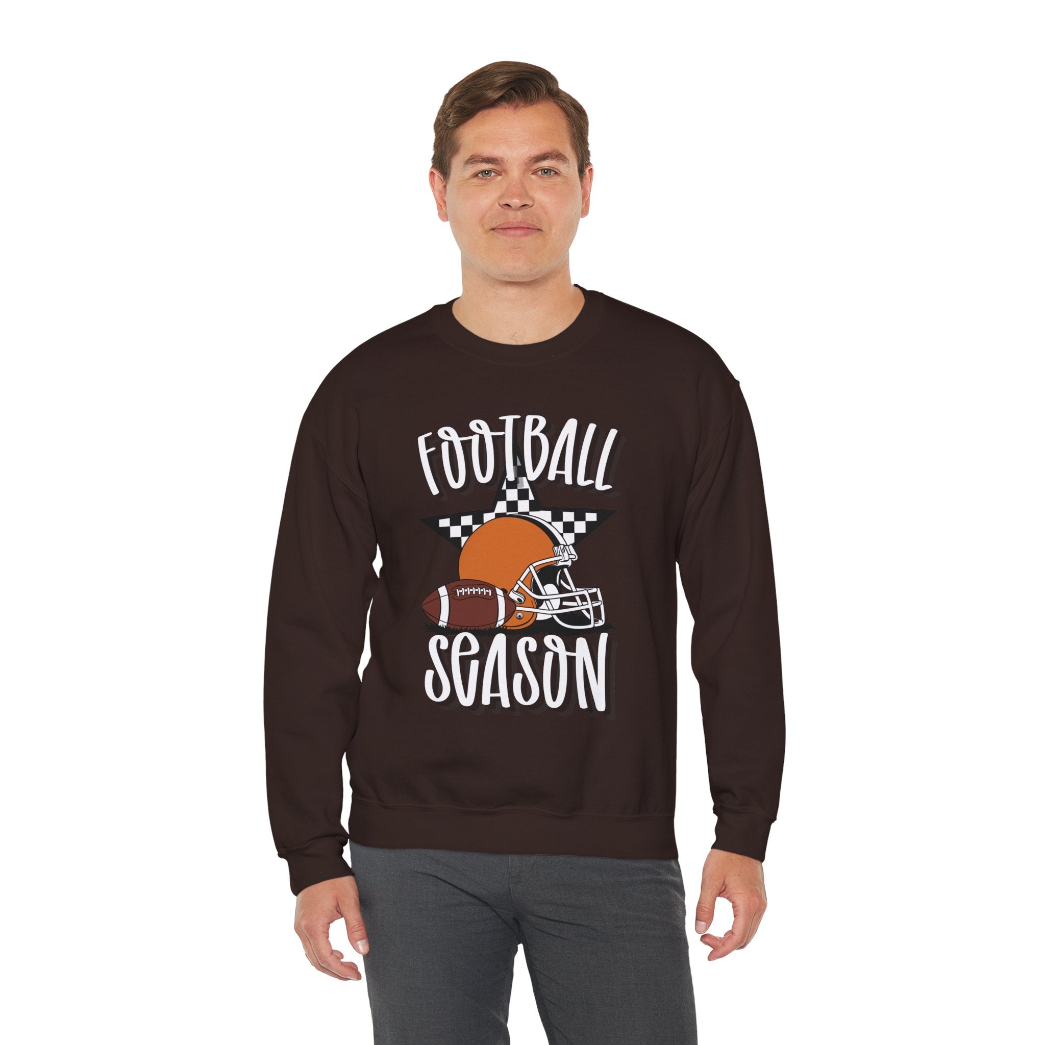 Football Season Sweatshirt, Football Helmet Shirt, Game Day Sweatshirt, Football Mom Shirt, Checkered Star Football Tee, Fall Sports Gift