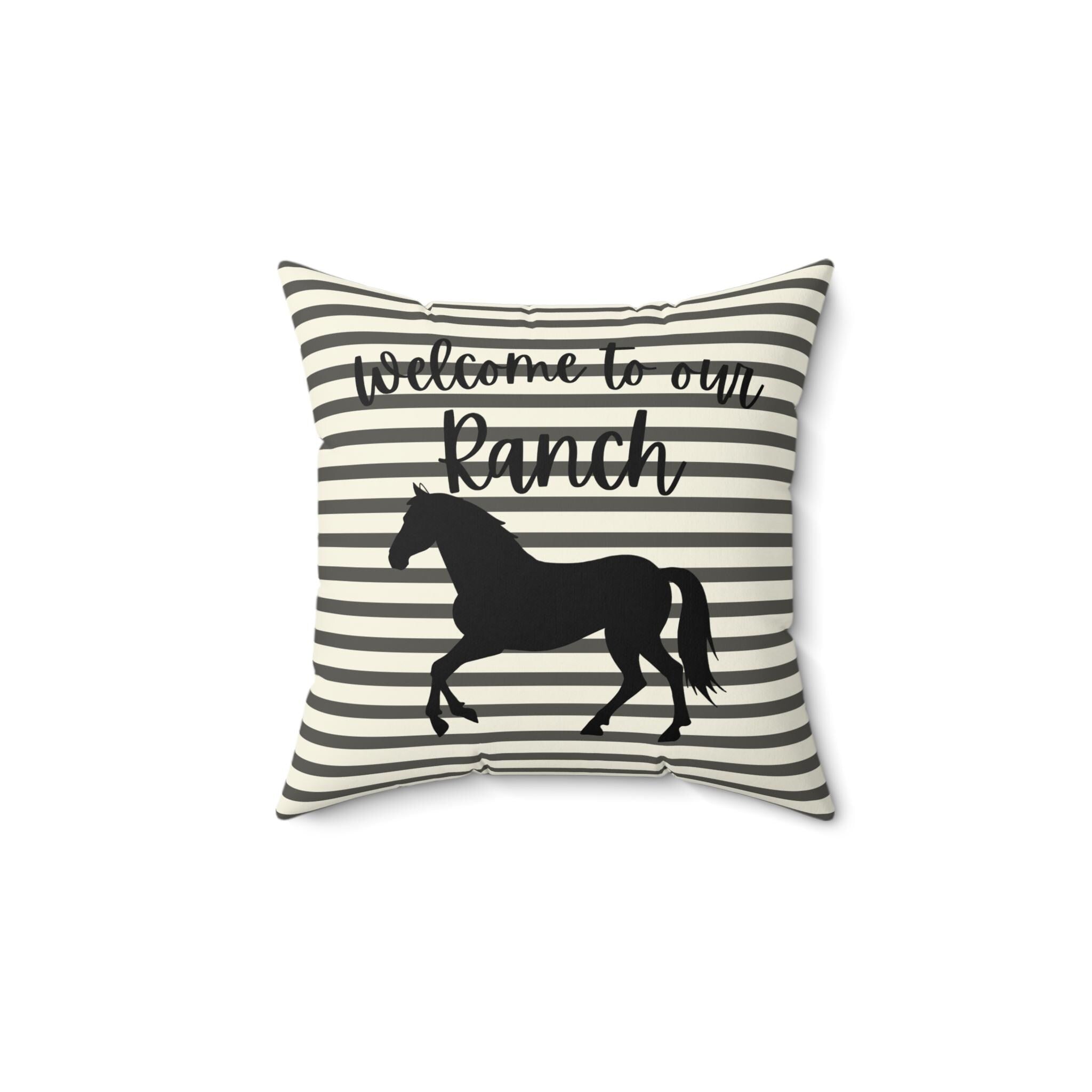 Farmhouse Stripe Pillow – Chicken Silhouette Accent Cushion