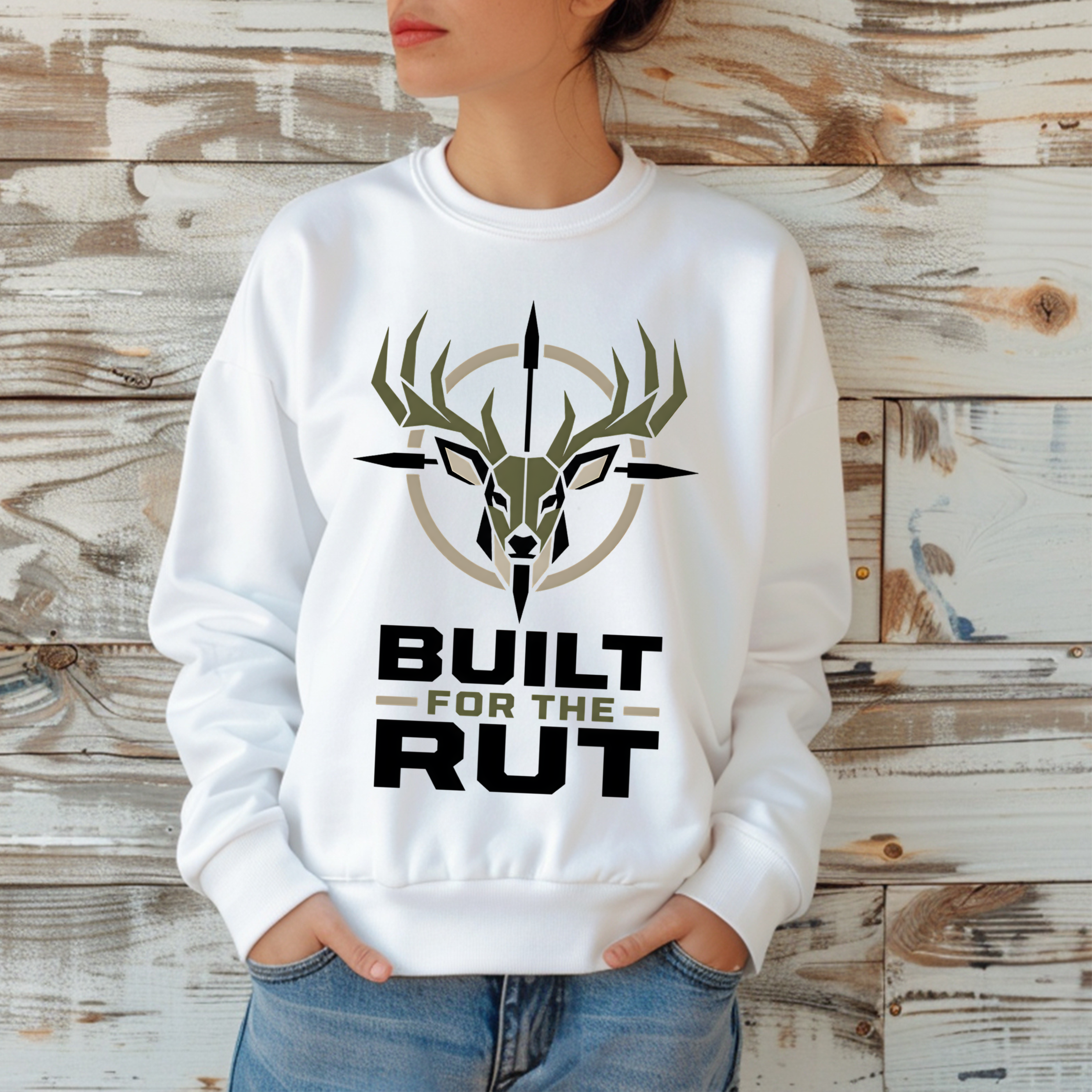 Built for the Rut Sweatshirt, Deer Hunting Crewneck, Buck Hunter Shirt, Hunting Season Gift for Him, Whitetail Deer Hunter Sweatshirt