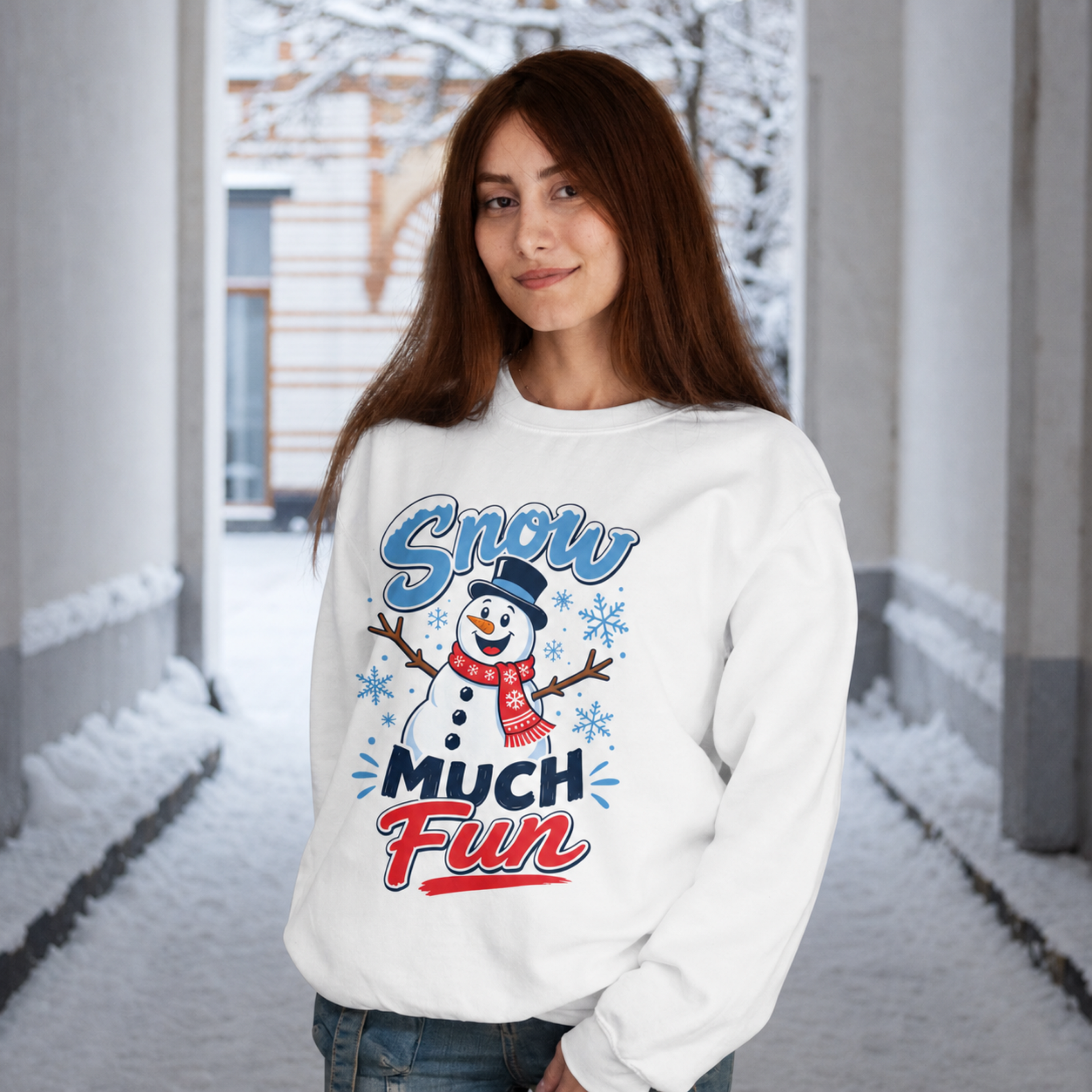 Snow Much Fun Snowman Sweatshirt, Funny Christmas Sweatshirt, Winter Snowman Shirt, Cute Holiday Sweater, Womens Christmas Gift, Snow Shirt