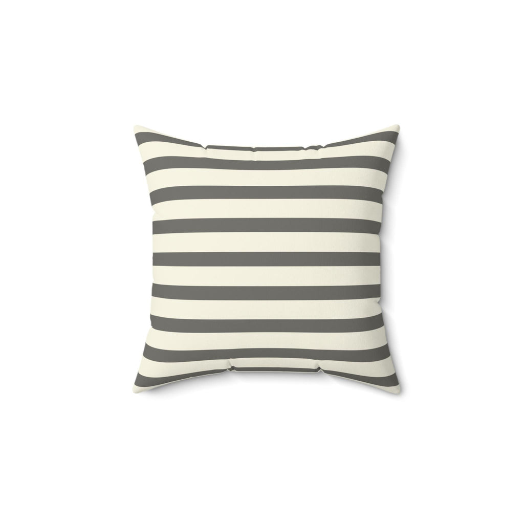 Gray Cream Horizontal Stripe Square Pillow, Modern Farmhouse Accent Cushion