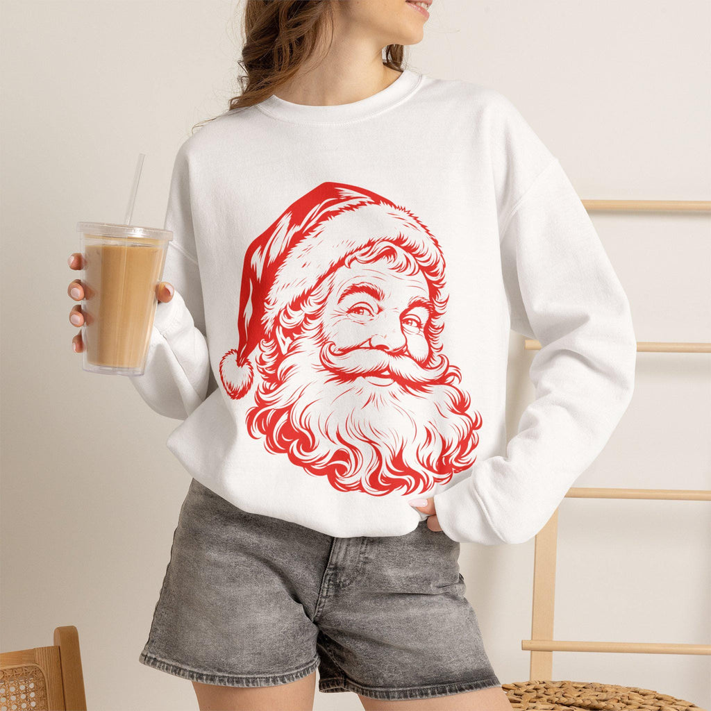 Vintage Santa Claus Sweatshirt, Retro Santa Face Crewneck, Classic Christmas,Santa Head Graphic Sweatshirt, Cute Christmas Crewneck
