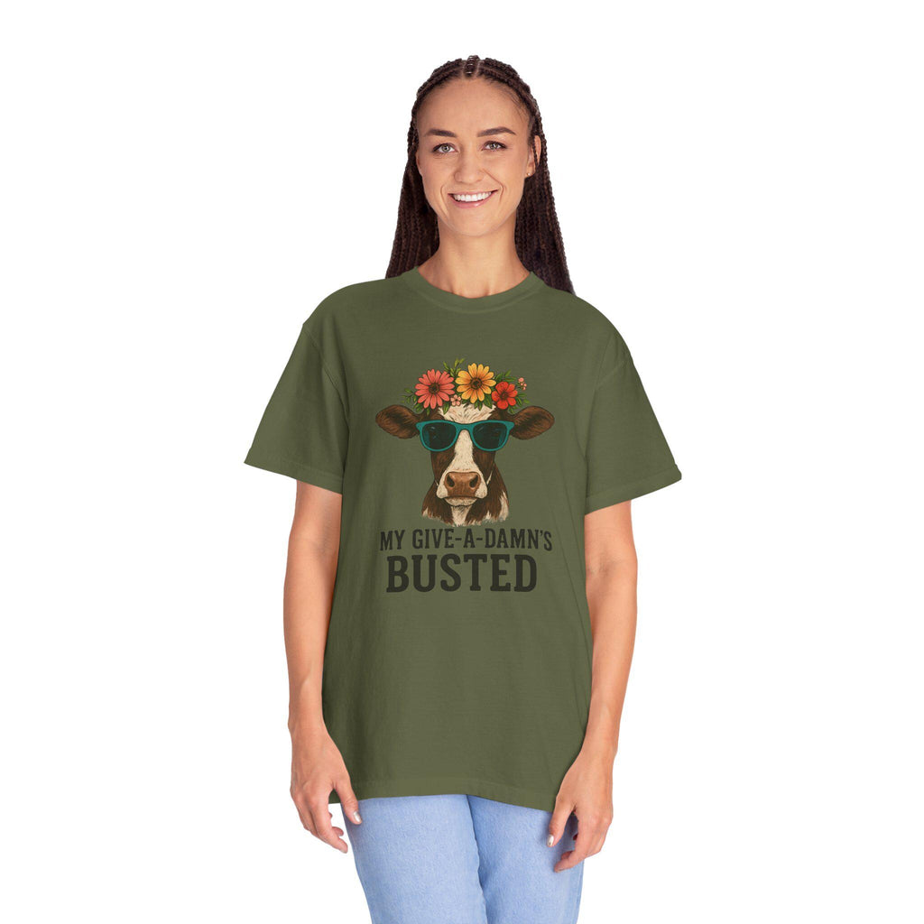 Busted Give-a-Damn Cow Graphic T-Shirt, Unisex Vintage Tee