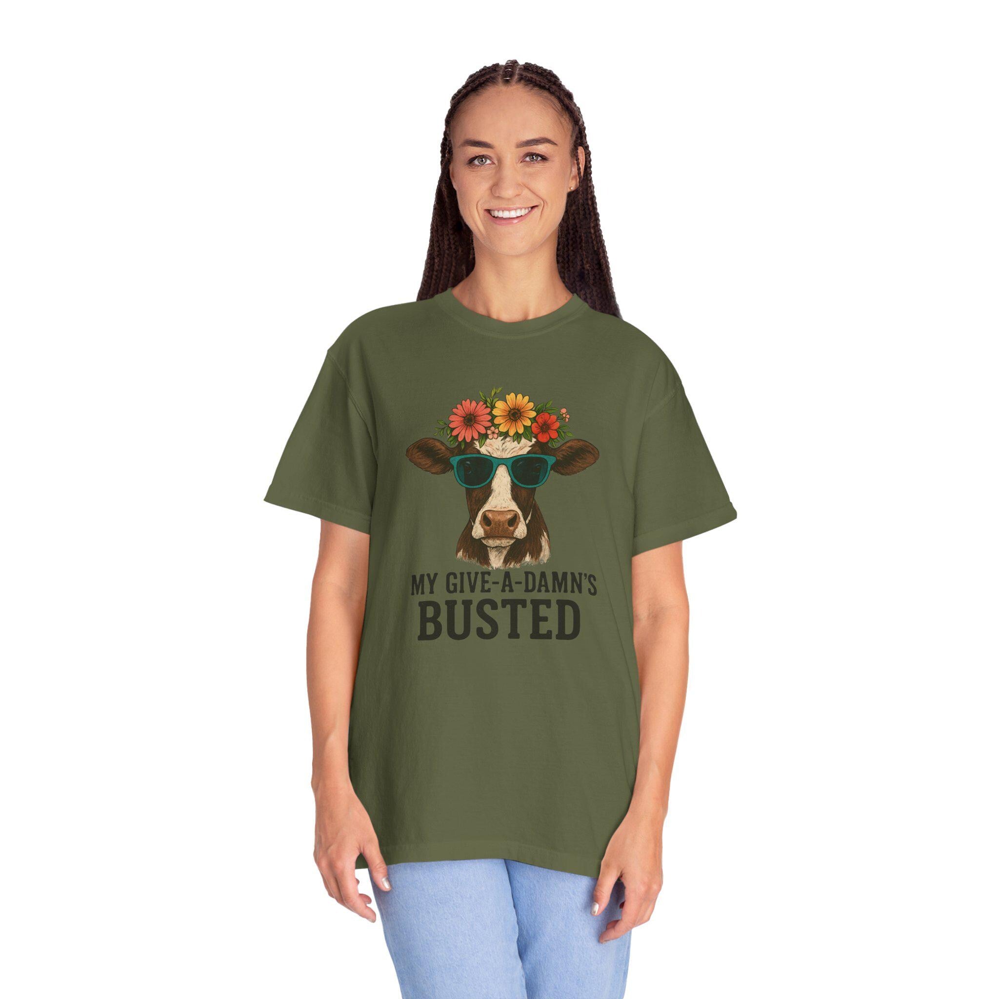 Busted Give-a-Damn Cow Graphic T-Shirt, Unisex Vintage Tee