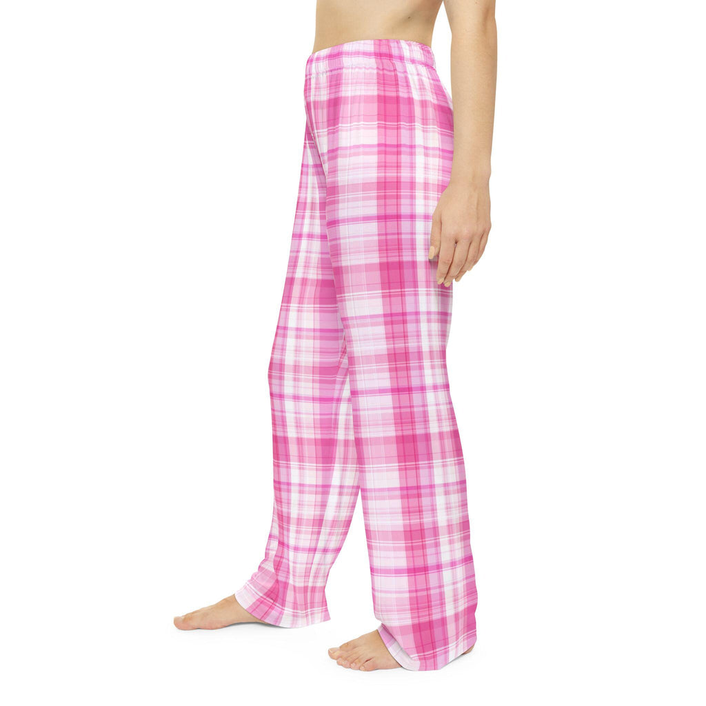 Pink Plaid Pajama Pants, Women's Cozy Sleepwear
