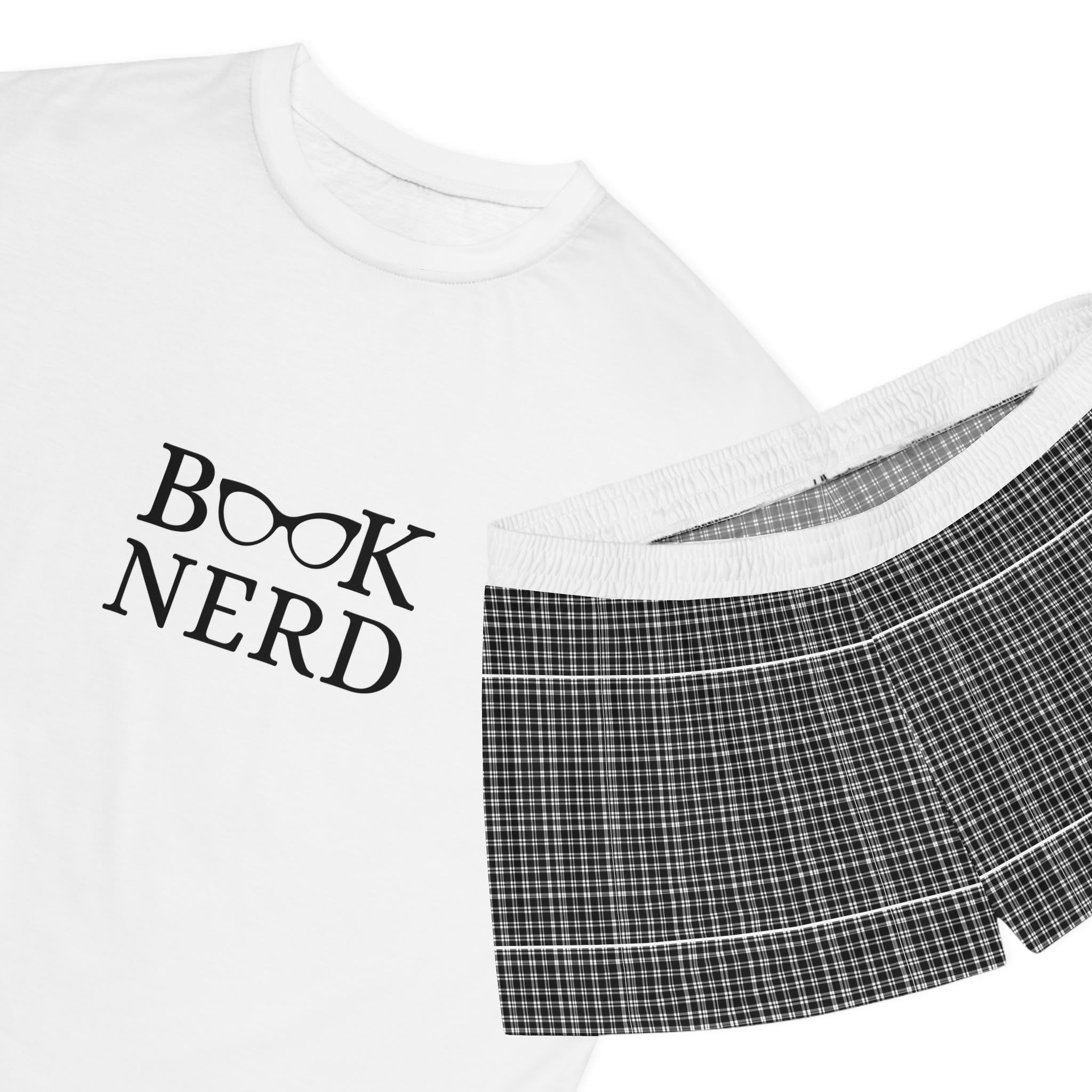 Book Nerd Black and White Plaid Pajama Set, Black and White Summer Pajama Set, Women Girl Pajama for Summer, Women Gift for a Book Lover