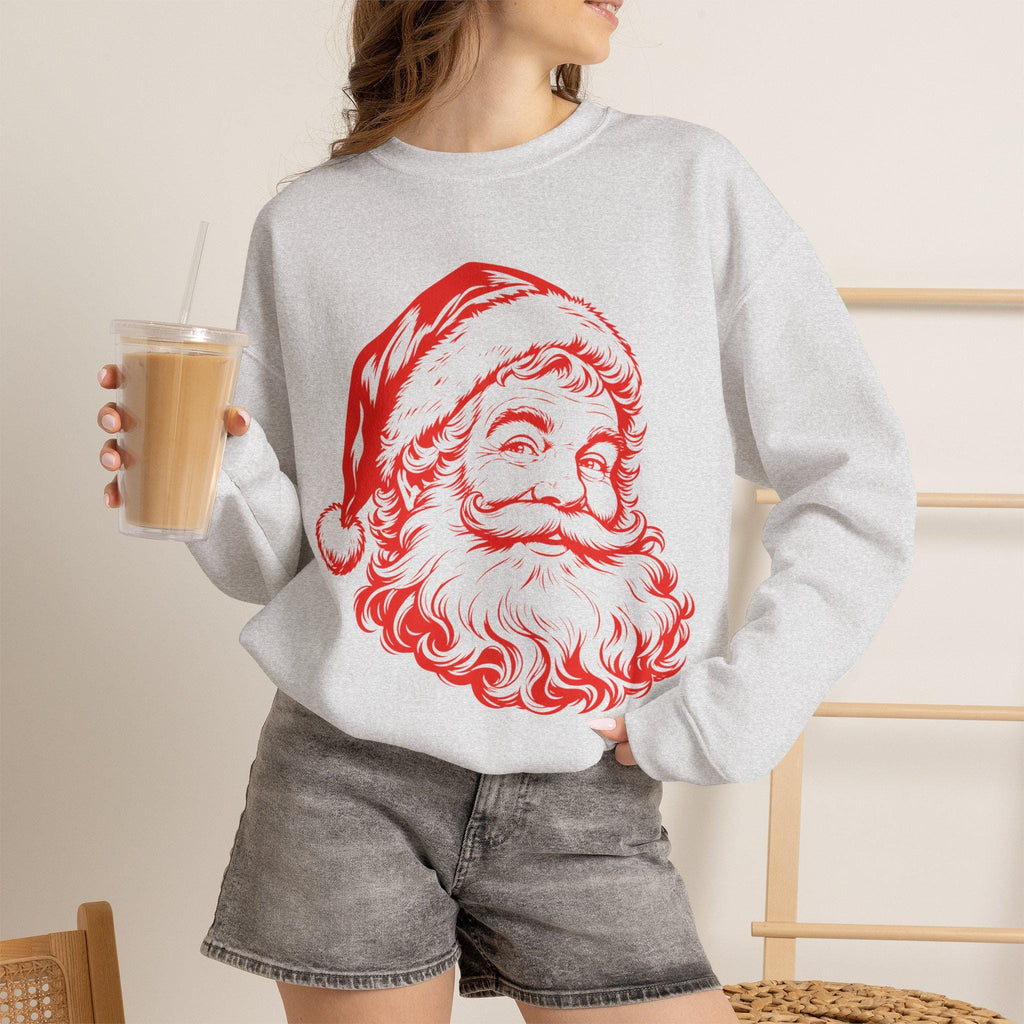 Vintage Santa Claus Sweatshirt, Retro Santa Face Crewneck, Classic Christmas,Santa Head Graphic Sweatshirt, Cute Christmas Crewneck