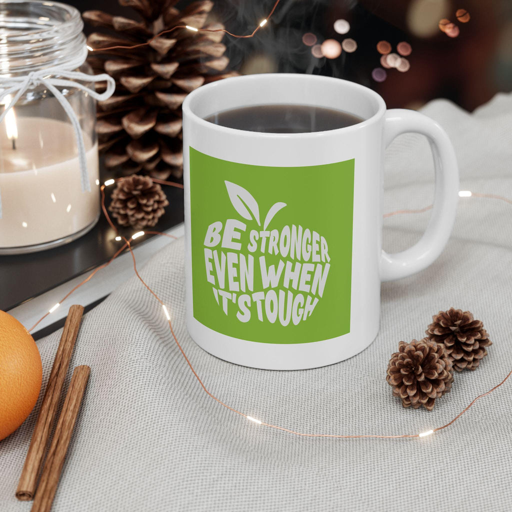 Motivational Coffee Mug: Bright Green Design, Encouraging Quote