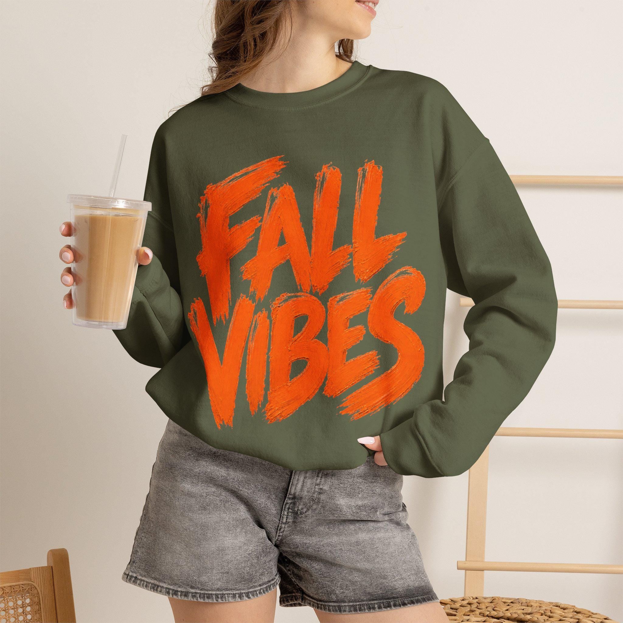 Fall Vibes Sweatshirt, Cute Fall Crewneck Women, Autumn Sweatshirt, Fall Graphic Sweatshirt, Cozy Fall Sweatshirt, Fall Gift for Her,