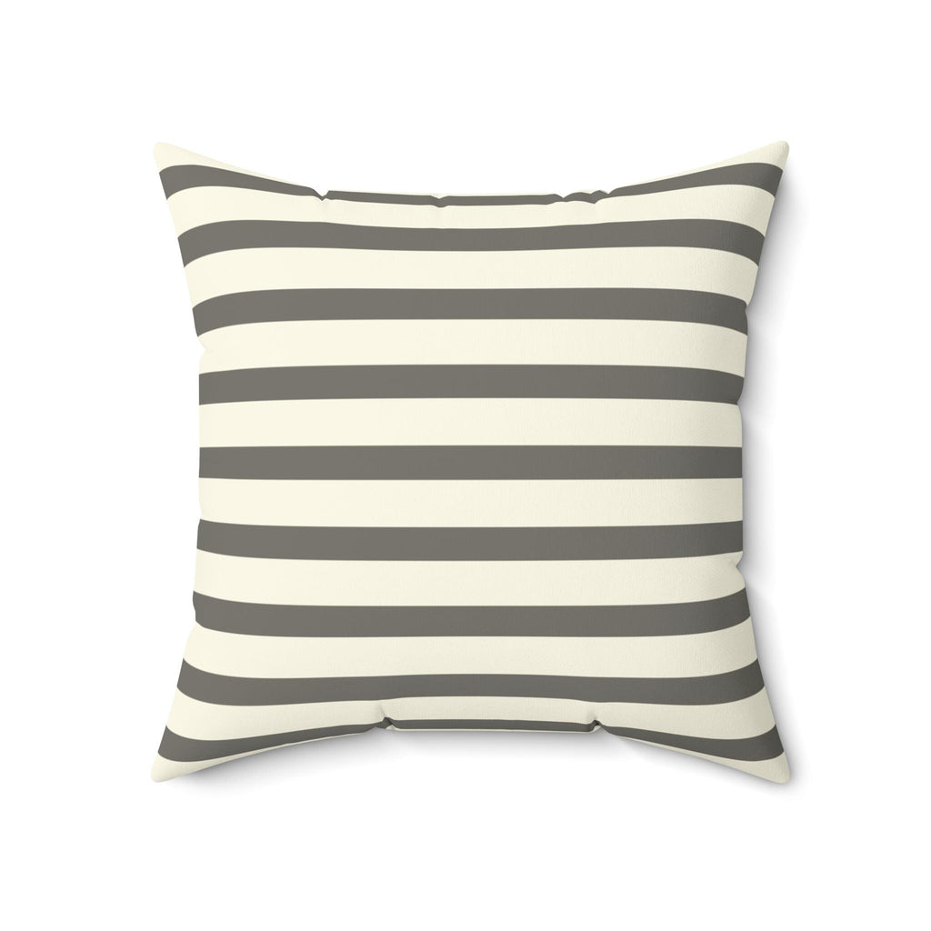 Gray Cream Horizontal Stripe Square Pillow, Modern Farmhouse Accent Cushion