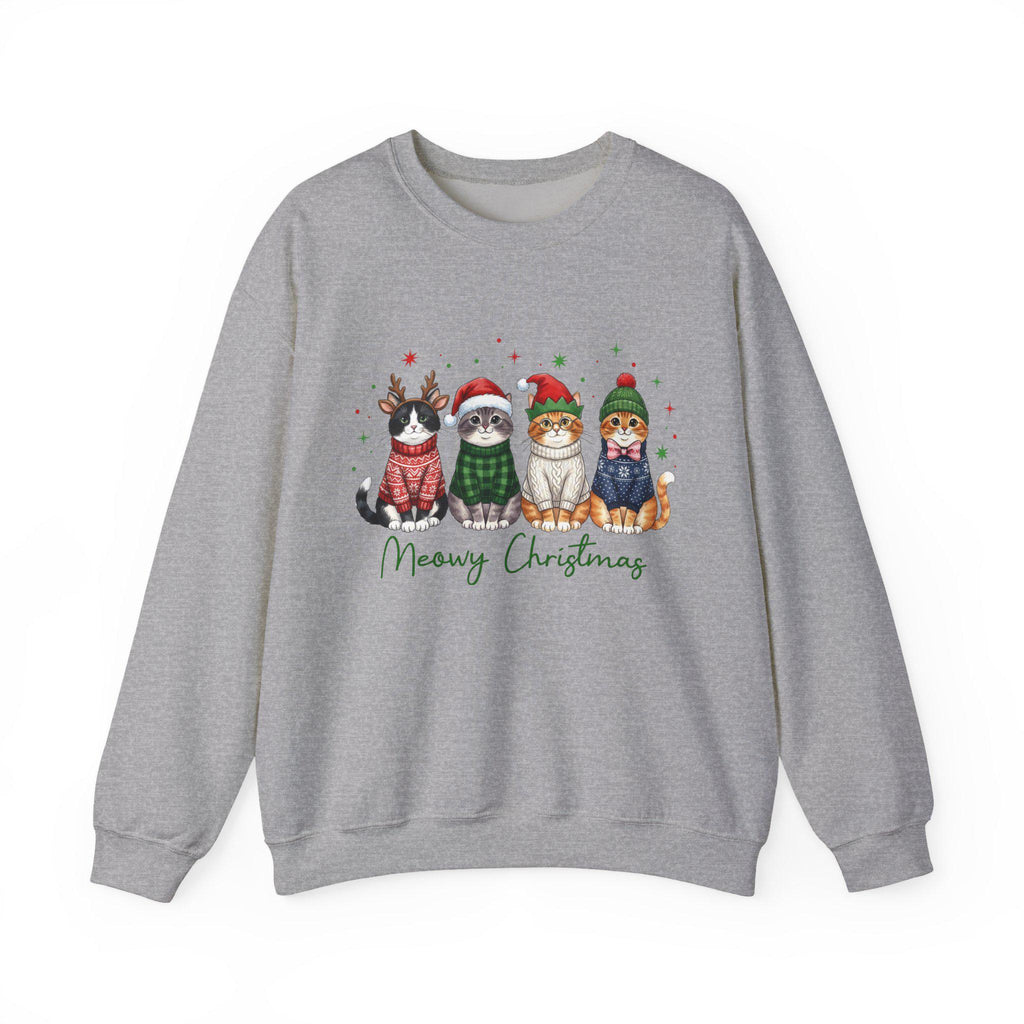 Meowy Christmas Sweatshirt, Funny Cat Christmas Sweater, Cat Mom Holiday Shirt, Christmas Cat Crewneck, Cute Cat Lover Gift, Xmas Sweatshirt