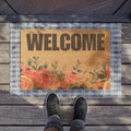 Floral Welcome Doormat | Rustic Coir Entrance Mat, Outdoor Porch Decor