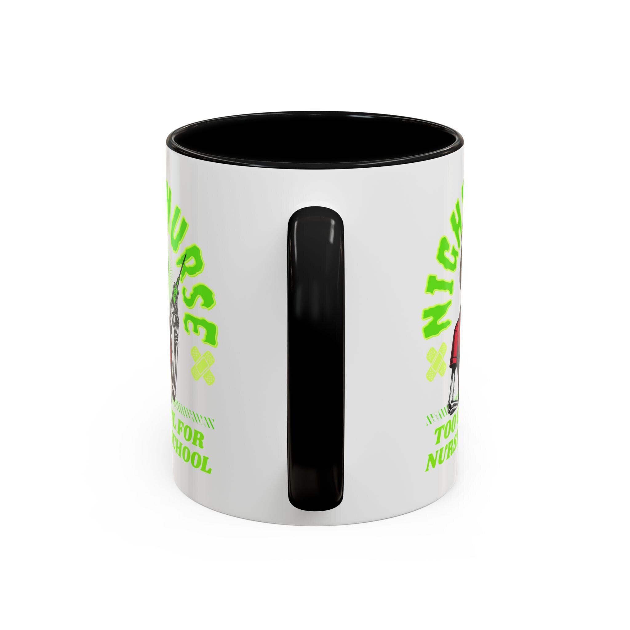 Night Nurse Skull Nurse Mug | Too Ghoul For Nursing School Accent Coffee Mug, Funny Medical Mug, Nurse Graphic Spooky Horror Mug, Gift Mug